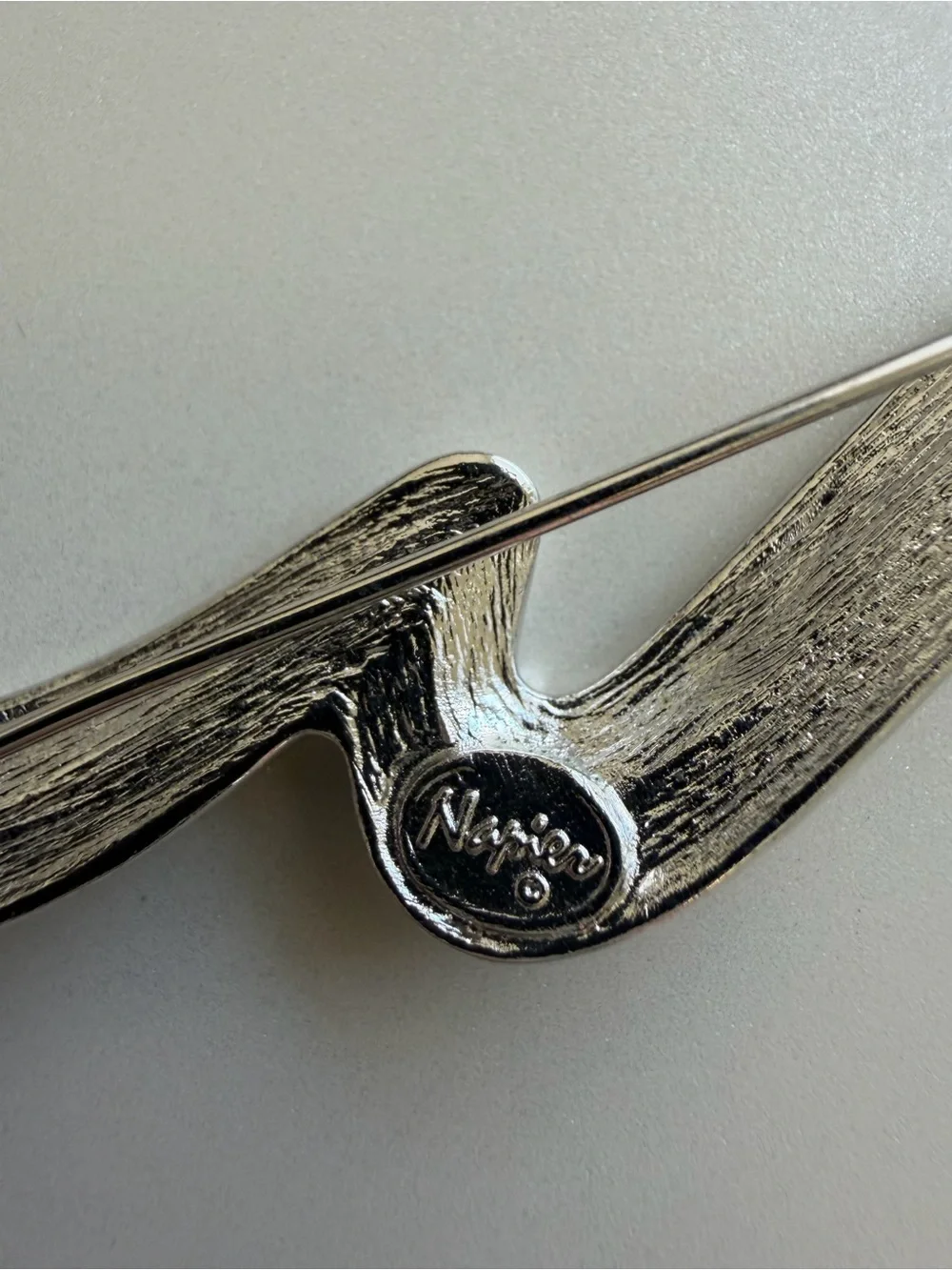 Vintage Signed Napier Silver Tone Swirl 3”Brooch Elegant